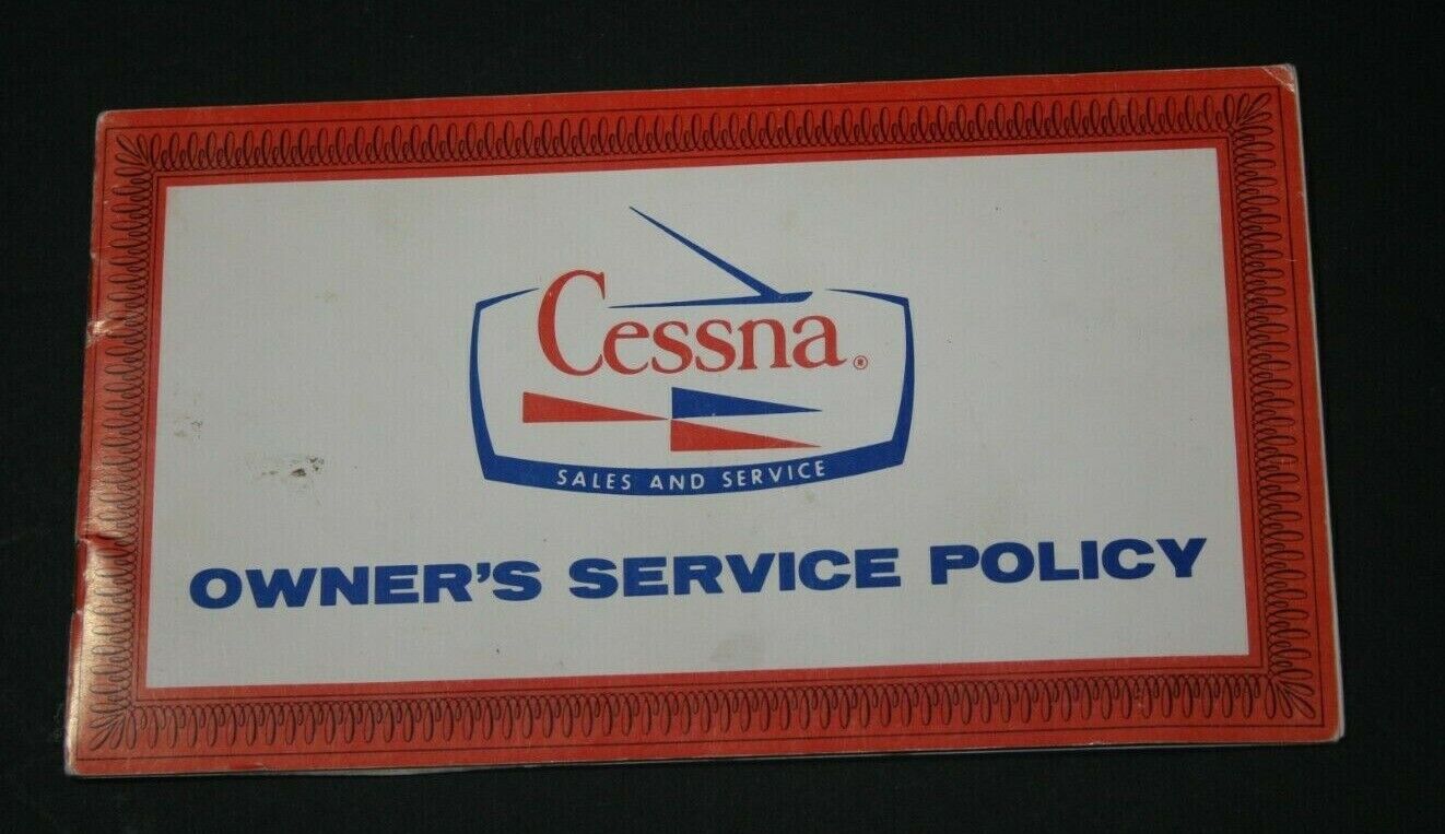 Vintage Cessna Owner\'s Service Policy Log Booklet   Preowned 